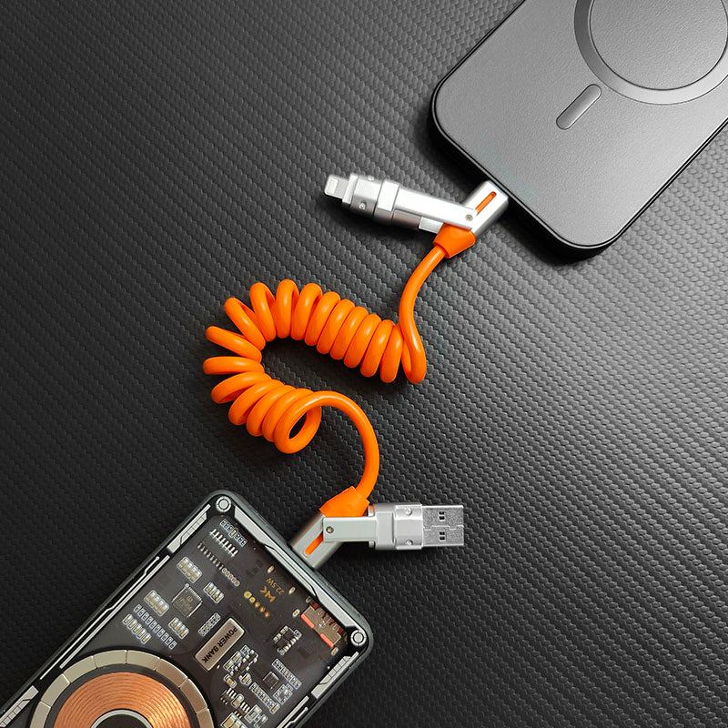 "Curly Chubby" 6-in-1 240W Fast Charging Spring Cable - Image 3