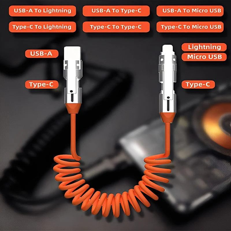 "Curly Chubby" 6-in-1 240W Fast Charging Spring Cable - Image 8
