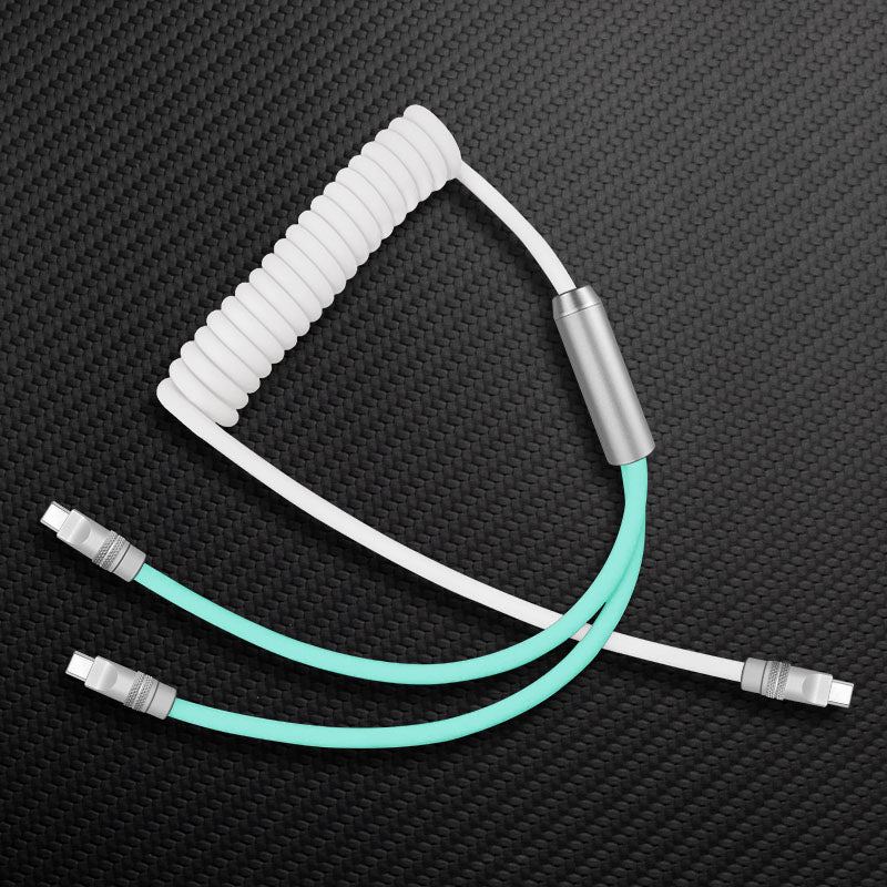 "Curly Chubby" 2 In 1 Spring ColorBlock Fast Charging Cable - Image 10