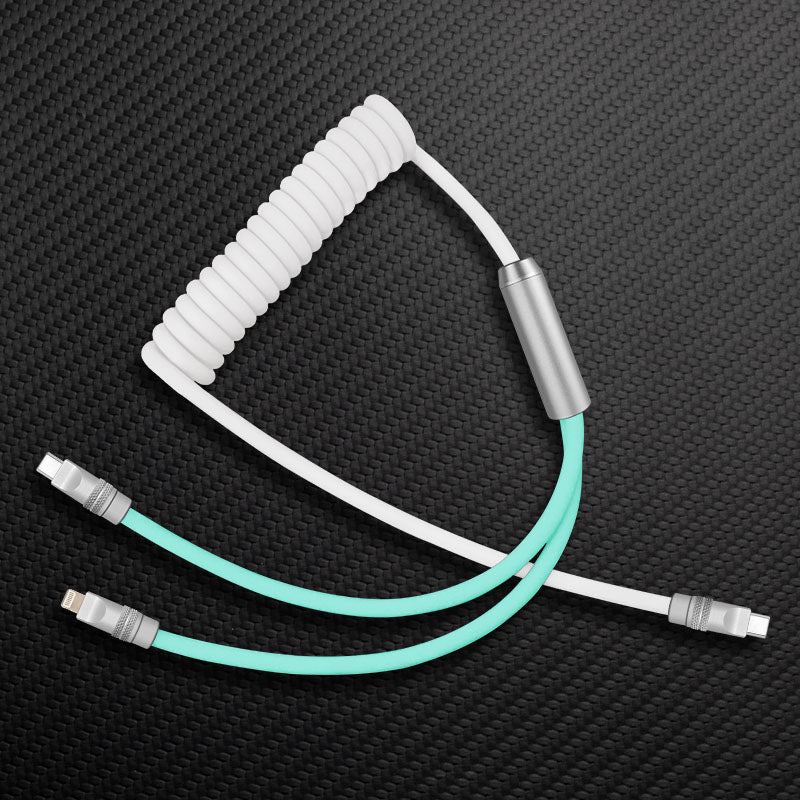 "Curly Chubby" 2 In 1 Spring ColorBlock Fast Charging Cable - Image 11
