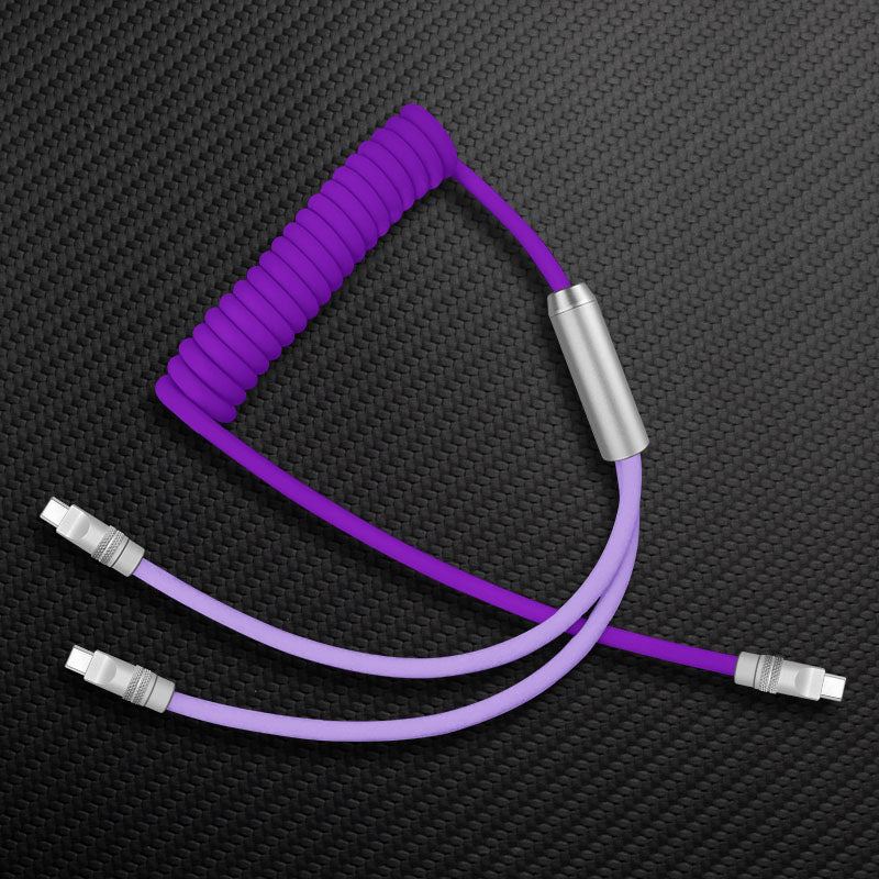 "Curly Chubby" 2 In 1 Spring ColorBlock Fast Charging Cable - Image 12