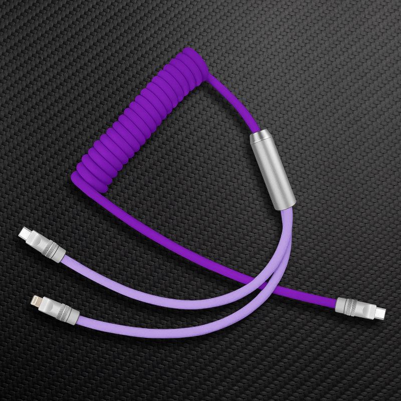 "Curly Chubby" 2 In 1 Spring ColorBlock Fast Charging Cable - Image 13