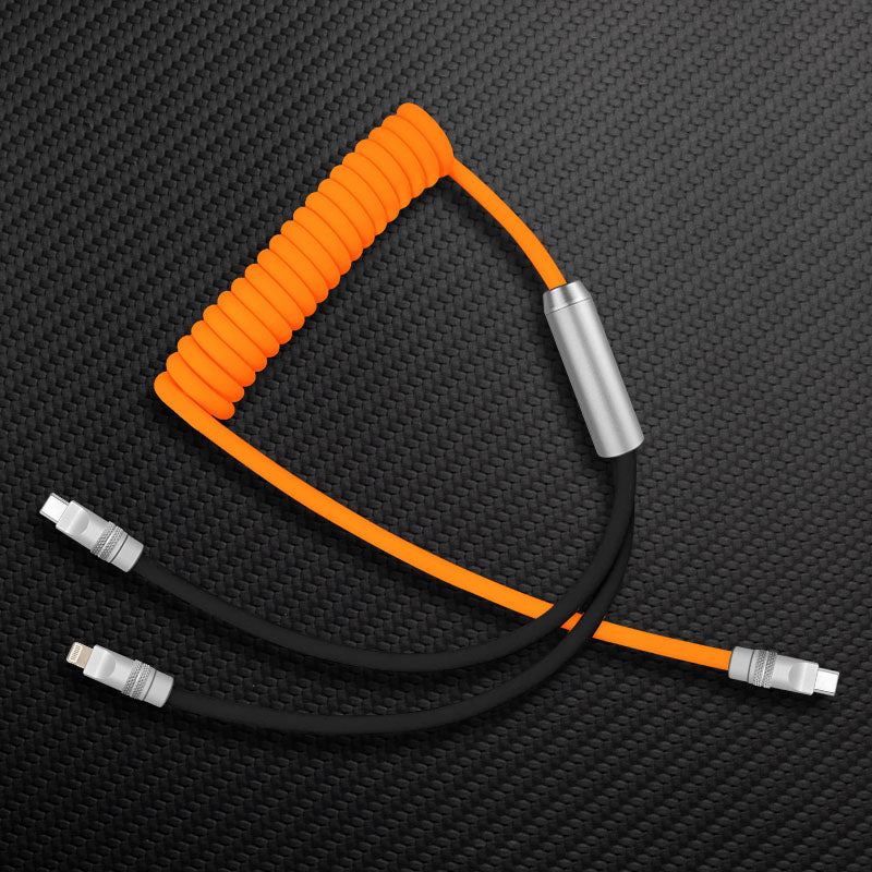 "Curly Chubby" 2 In 1 Spring ColorBlock Fast Charging Cable - Image 15