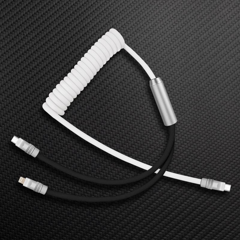 "Curly Chubby" 2 In 1 Spring ColorBlock Fast Charging Cable - Image 17
