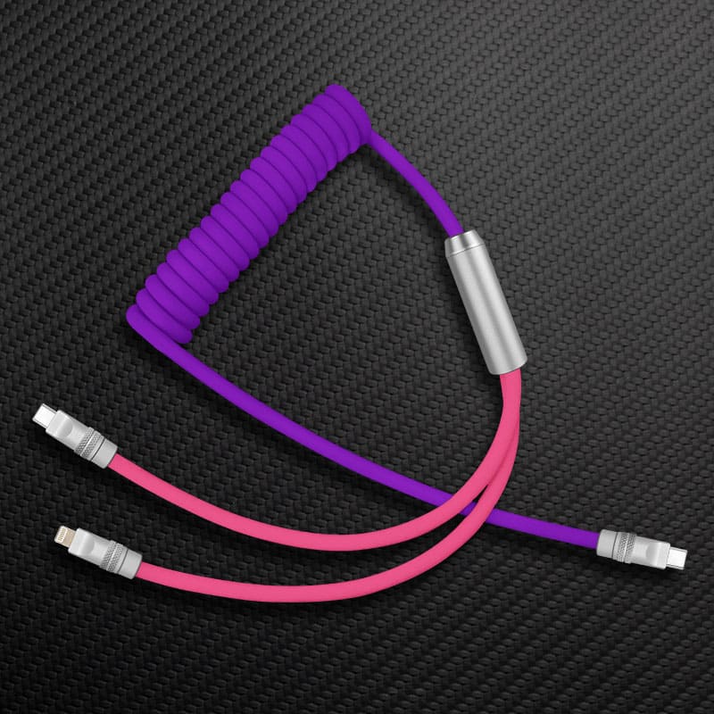 "Curly Chubby" 2 In 1 Spring ColorBlock Fast Charging Cable - Image 18