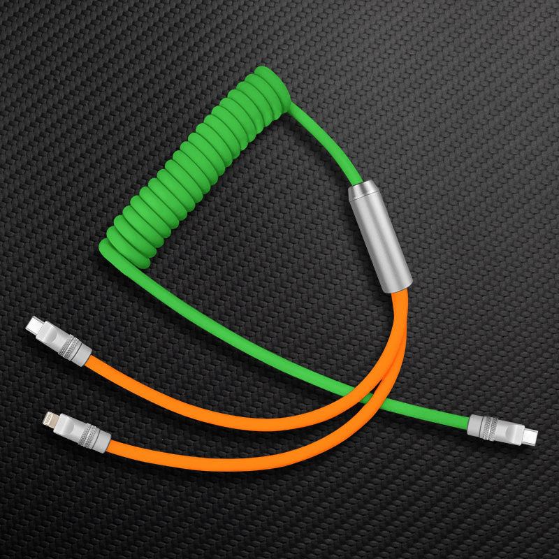 "Curly Chubby" 2 In 1 Spring ColorBlock Fast Charging Cable - Image 9