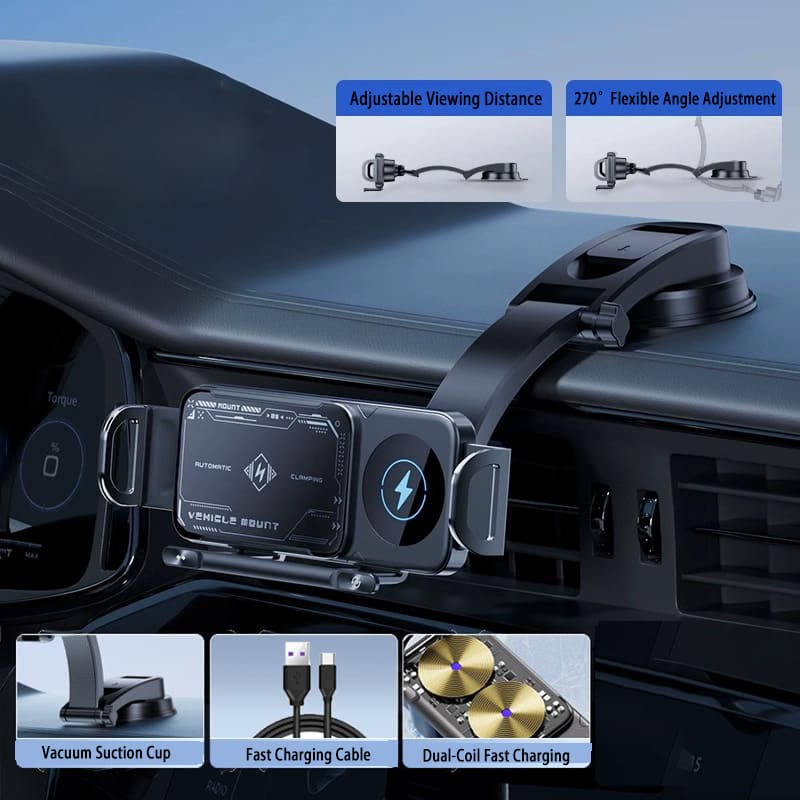 ChubbyCharge™ 15W Wireless Charging Car Mount for Phones – 90° Rotation, Stable & Adjustable - Image 12