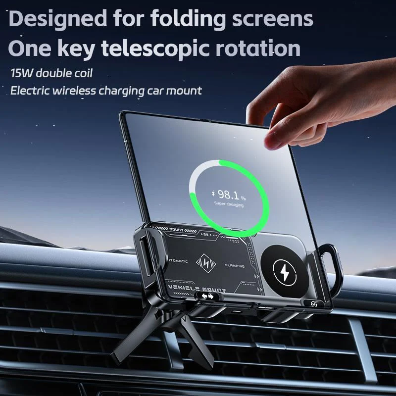 ChubbyCharge™ 15W Wireless Charging Car Mount for Phones – 90° Rotation, Stable & Adjustable - Image 5