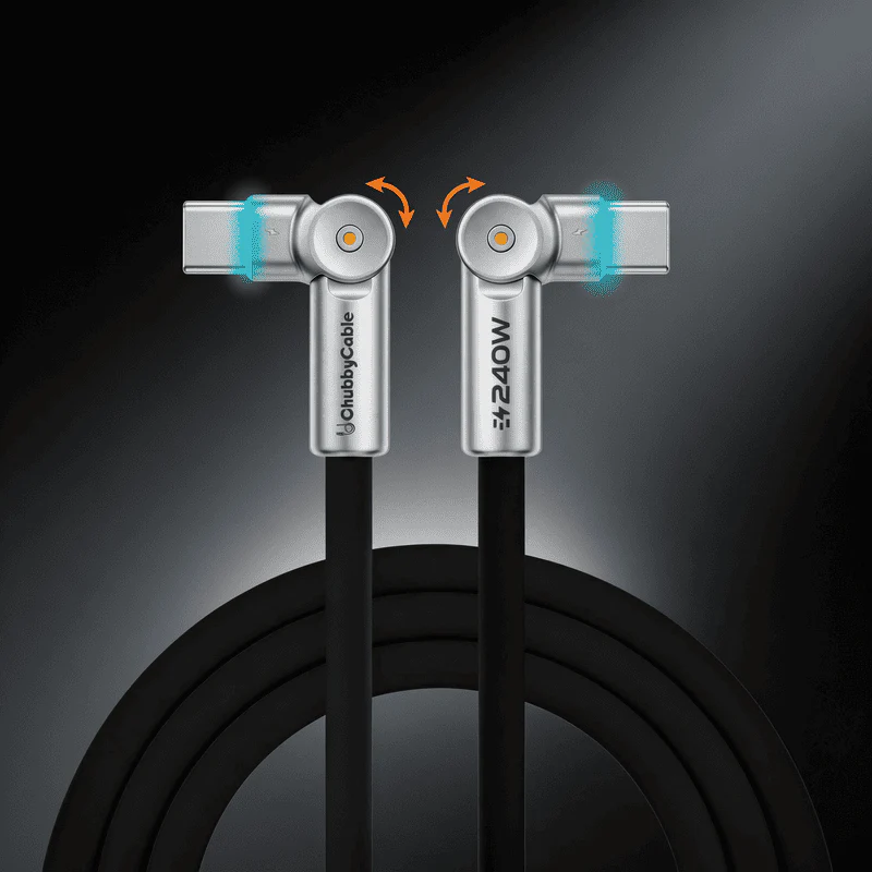 "Chubby RotateX" - 240W Dual 180° Rotating Fast Charging Cable With LED Light - Image 7