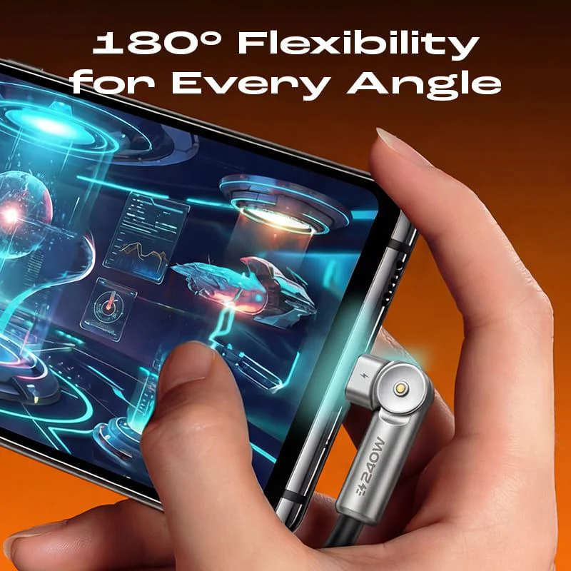 "Chubby RotateX" - 240W Dual 180° Rotating Fast Charging Cable With LED Light - Image 3