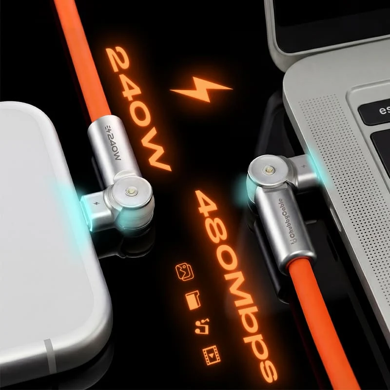 "Chubby RotateX" - 240W Dual 180° Rotating Fast Charging Cable With LED Light - Image 4