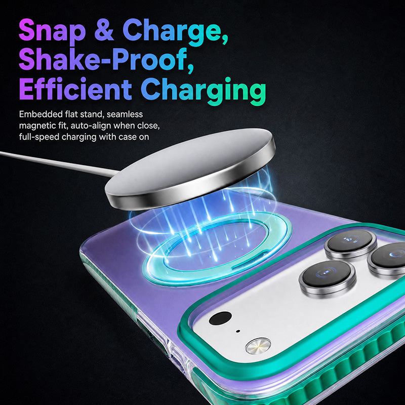 ChubbyArmor Splicing - Matte Color-Block with 360° Hidden Magnetic Stand Case For iPhone - Image 4