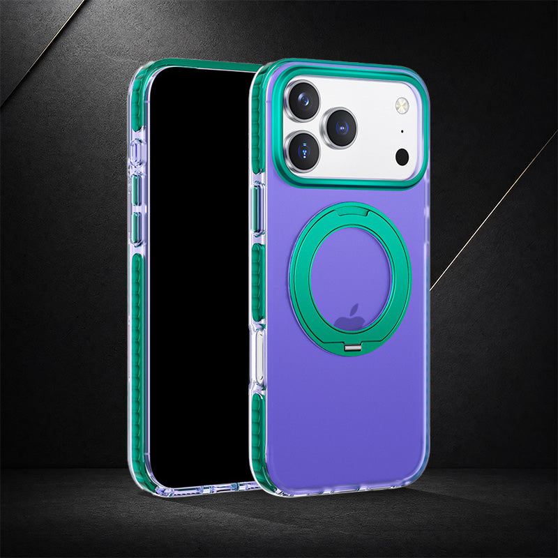 ChubbyArmor Splicing - Matte Color-Block with 360° Hidden Magnetic Stand Case For iPhone - Image 7
