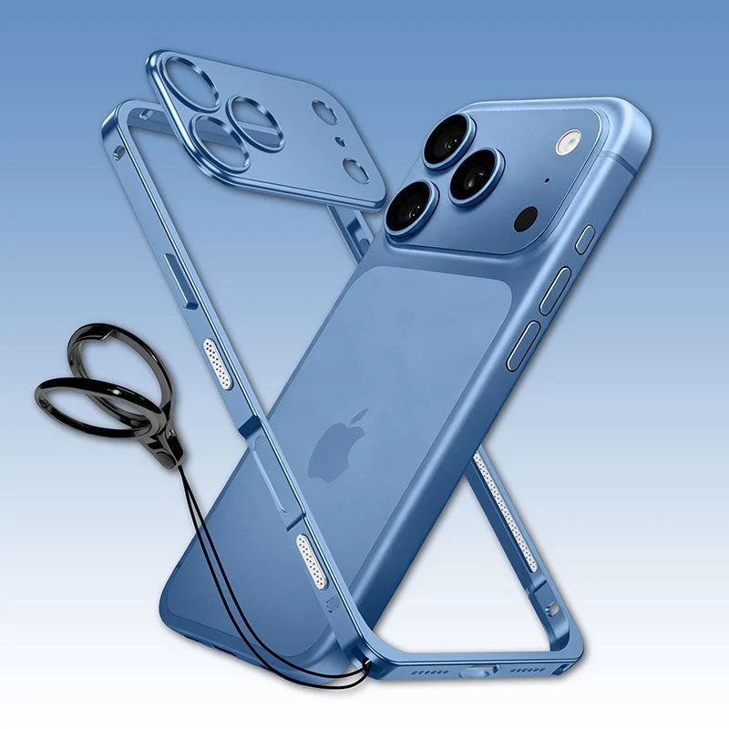 ChubbyArmor LiteGo - Ultra-Thin Metal Bumper Case With Lens Protector & GripRing Phone Stand For iPhone - Image 12