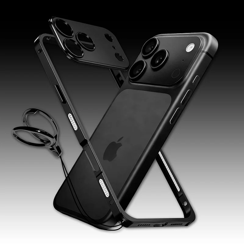 ChubbyArmor LiteGo - Ultra-Thin Metal Bumper Case With Lens Protector & GripRing Phone Stand For iPhone - Image 6