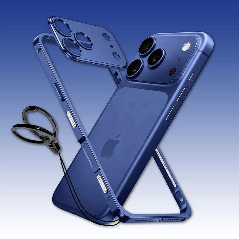 ChubbyArmor LiteGo - Ultra-Thin Metal Bumper Case With Lens Protector & GripRing Phone Stand For iPhone - Image 8