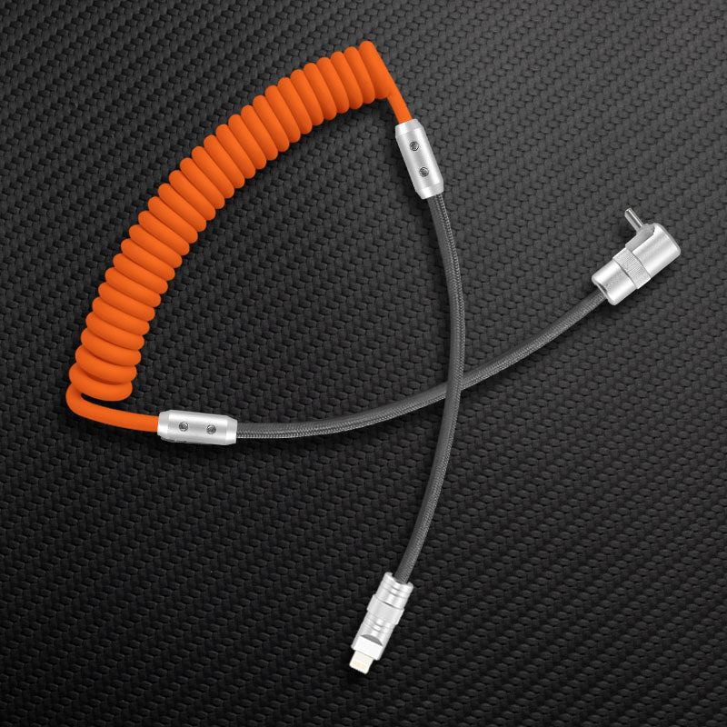 "Curly Chubby" 2-In-1 90° Elbow Spring Silicone Braided Cable - Image 16