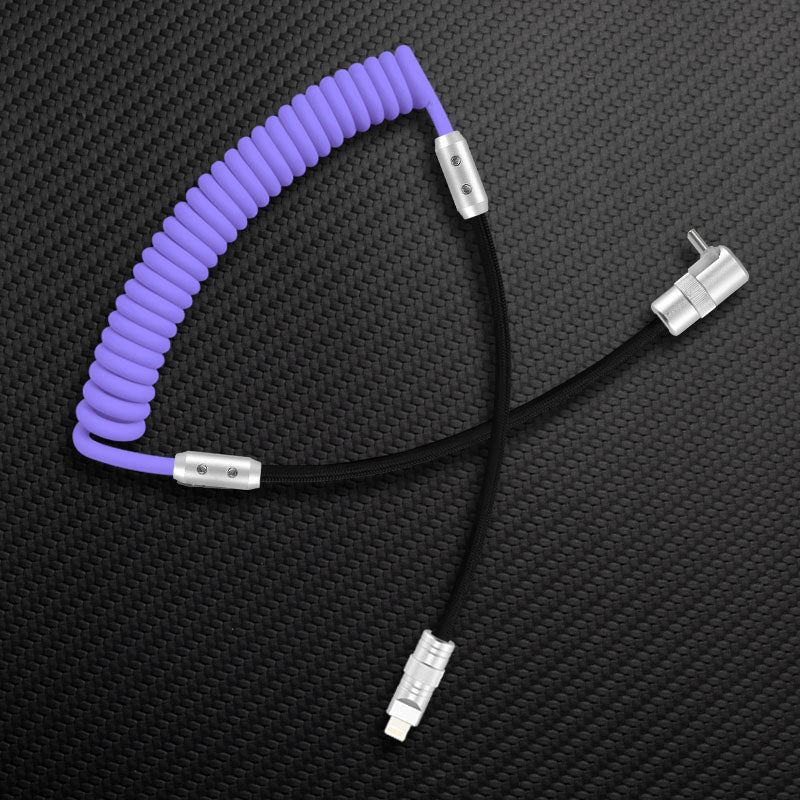 "Curly Chubby" 2-In-1 90° Elbow Spring Silicone Braided Cable - Image 17
