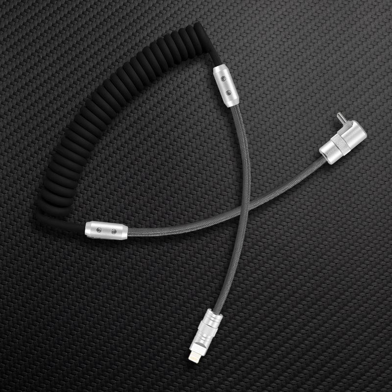"Curly Chubby" 2-In-1 90° Elbow Spring Silicone Braided Cable - Image 19