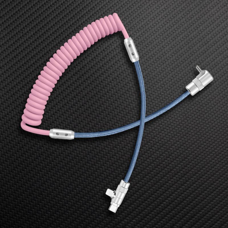 "Curly Chubby" 2-In-1 90° Elbow Spring Silicone Braided Cable - Image 22