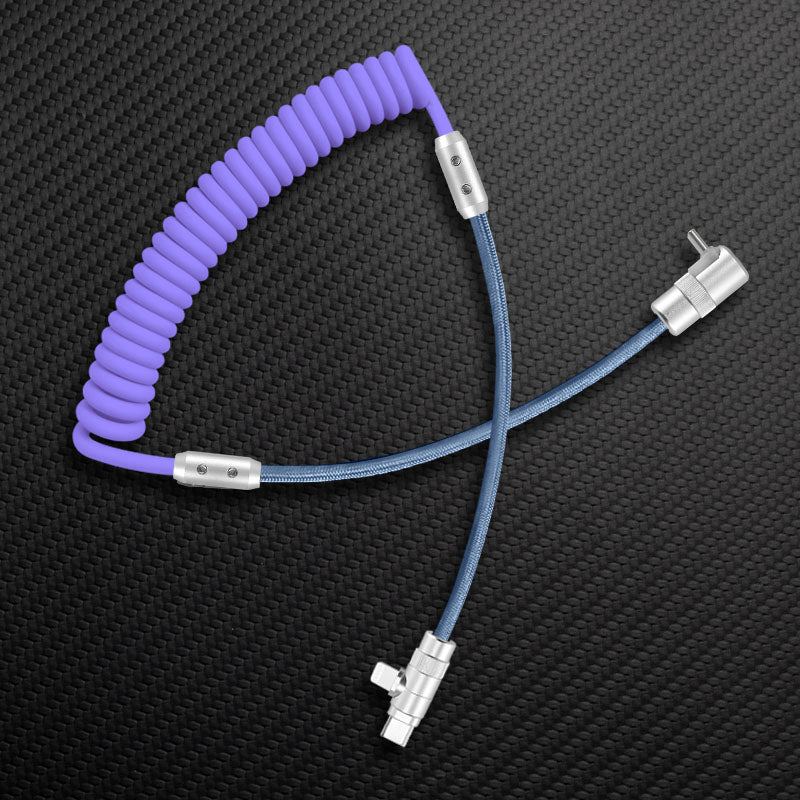 "Curly Chubby" 2-In-1 90° Elbow Spring Silicone Braided Cable - Image 28