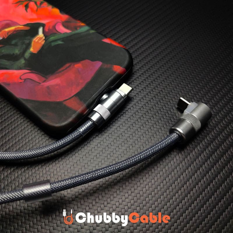 "Curly Chubby" 2-In-1 90° Elbow Spring Silicone Braided Cable - Image 6
