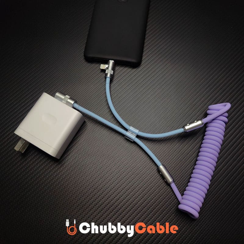 "Curly Chubby" 2-In-1 90° Elbow Spring Silicone Braided Cable - Image 7