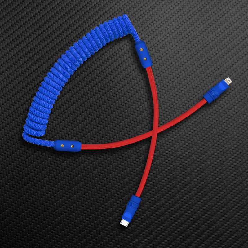 "Curly Chubby" Coiled Braid Colorblock Fast Charging Cable - Image 15