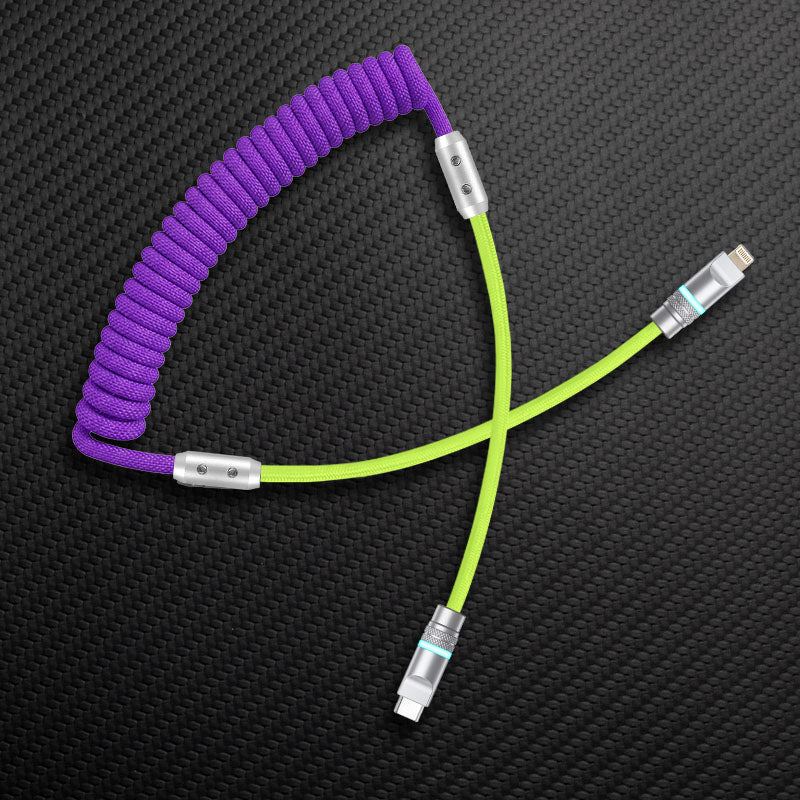 "Curly Chubby" 240W Coiled Braid Neon Fast Charging Cable - Image 17