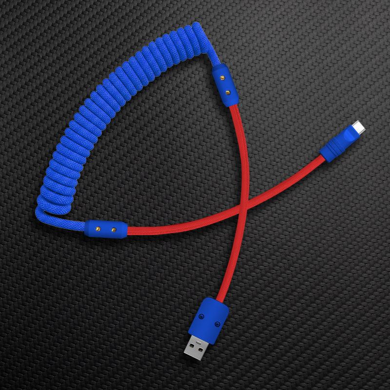 "Curly Chubby" Coiled Braid Colorblock Fast Charging Cable - Image 24