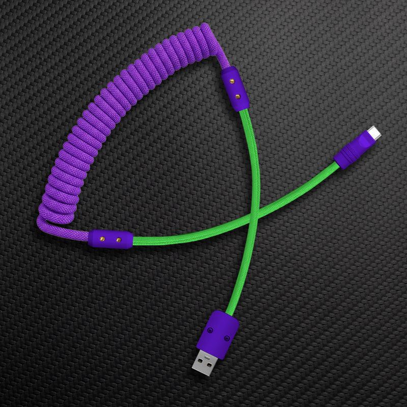 "Curly Chubby" Coiled Braid Colorblock Fast Charging Cable - Image 26