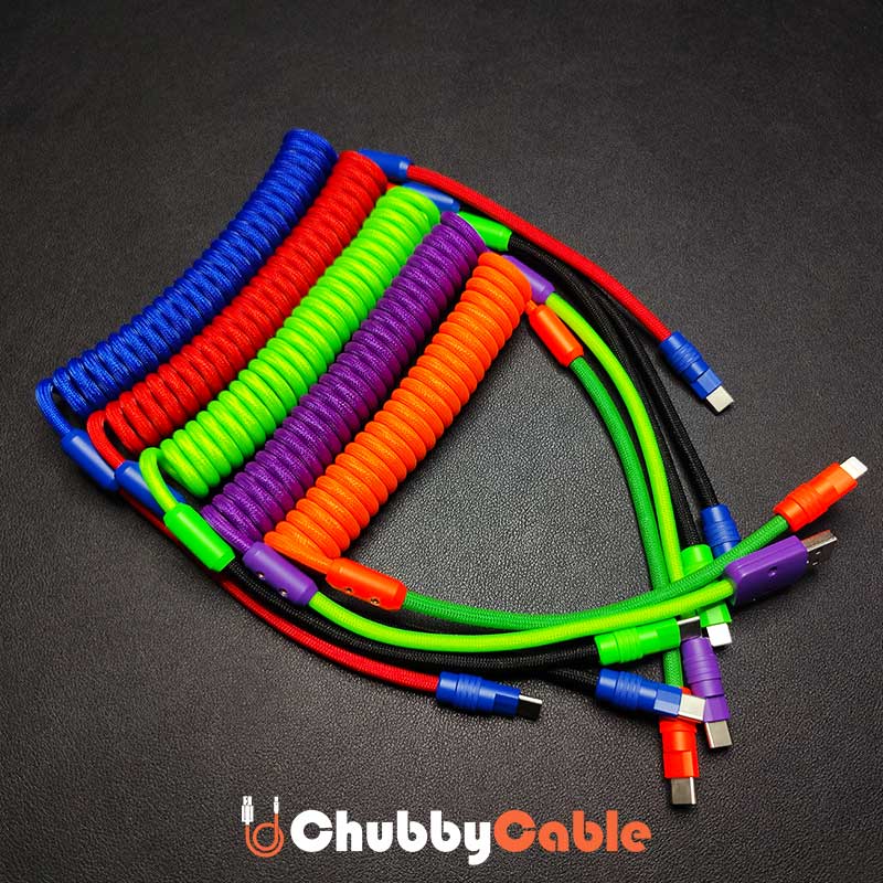 "Curly Chubby" Coiled Braid Colorblock Fast Charging Cable - Image 4
