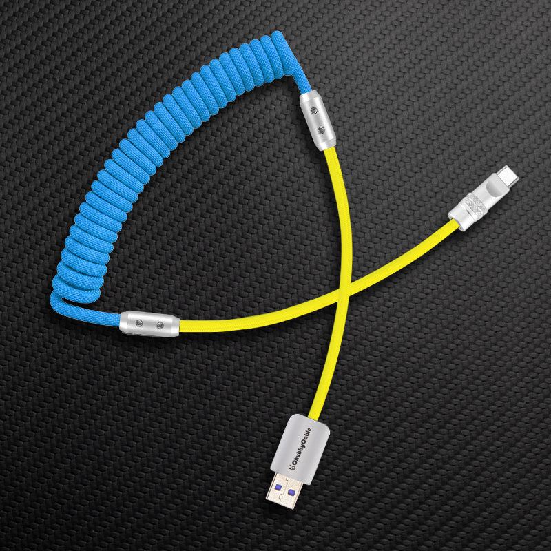 "Curly Chubby" 240W Coiled Braided Colorblock Fast Charging Cable - Image 18