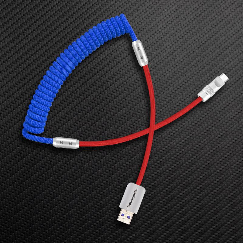 "Curly Chubby" 240W Coiled Braided Colorblock Fast Charging Cable - Image 20