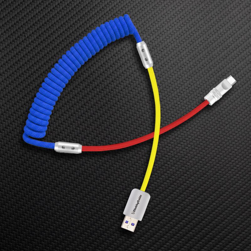 "Curly Chubby" 240W Coiled Braided Colorblock Fast Charging Cable - Image 37