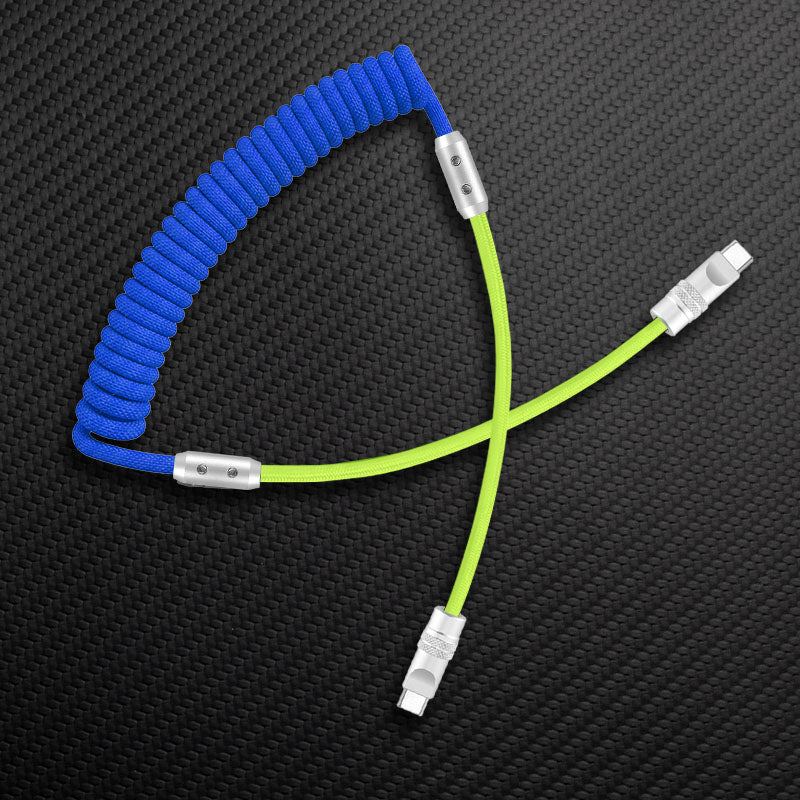 "Curly Chubby" 240W Coiled Braided Colorblock Fast Charging Cable - Image 68