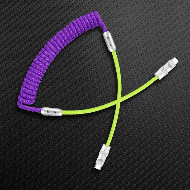 "Curly Chubby" 240W Coiled Braided Colorblock Fast Charging Cable - Image 71
