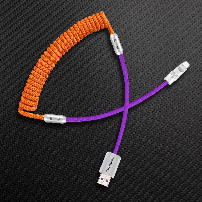 "Curly Chubby" 240W Coiled Braided Colorblock Fast Charging Cable - Image 77