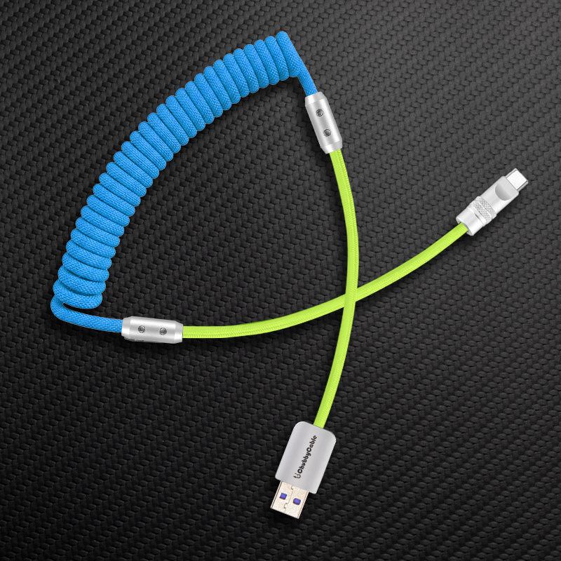"Curly Chubby" 240W Coiled Braided Colorblock Fast Charging Cable - Image 93
