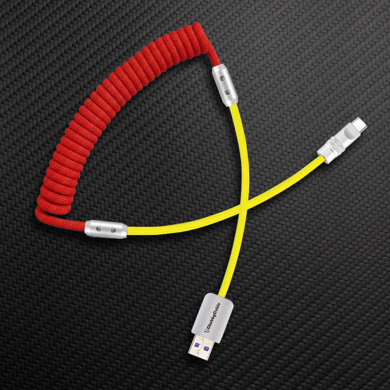 "Curly Chubby" 240W Coiled Braided Colorblock Fast Charging Cable - Image 95