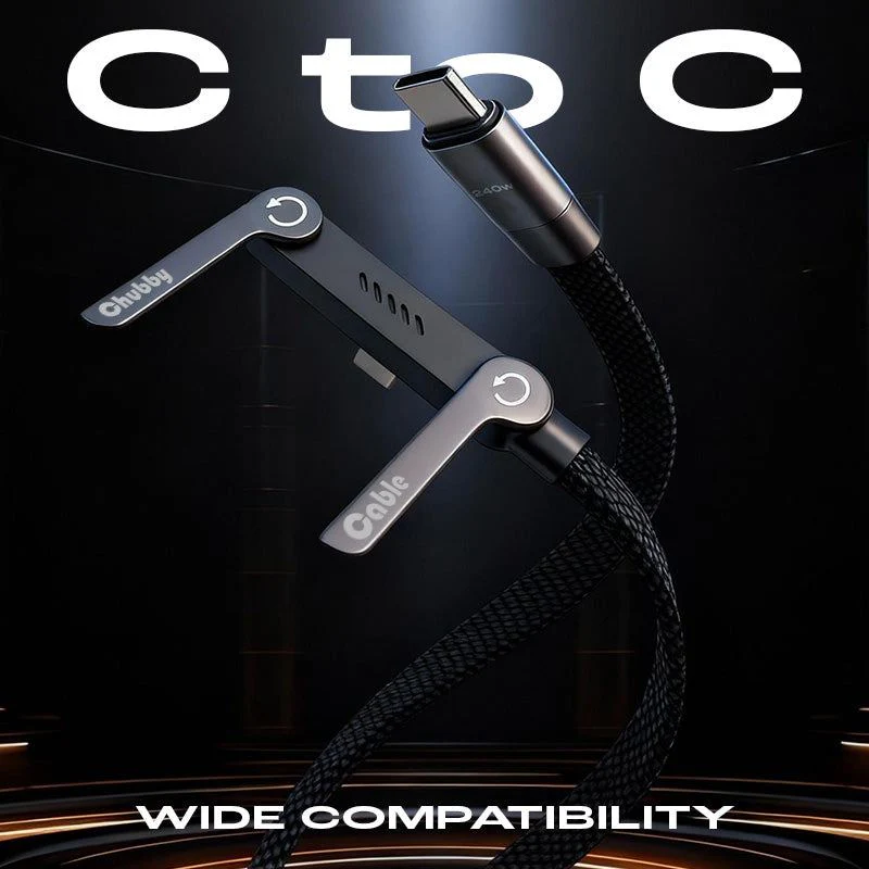 ChubbyCable StandLite™-  240W Braided Fast Charge Cable With Built-in Phone Stand - Image 2