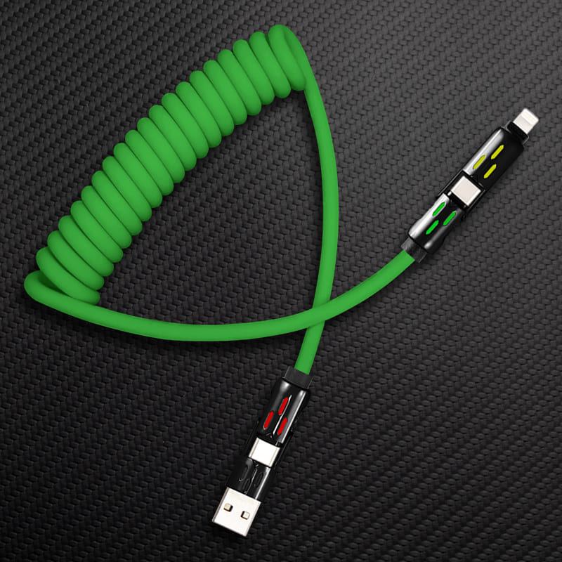 "GlowCharge Pro" 240W 4-in-1 Spring Car Cable with Lights - Image 15