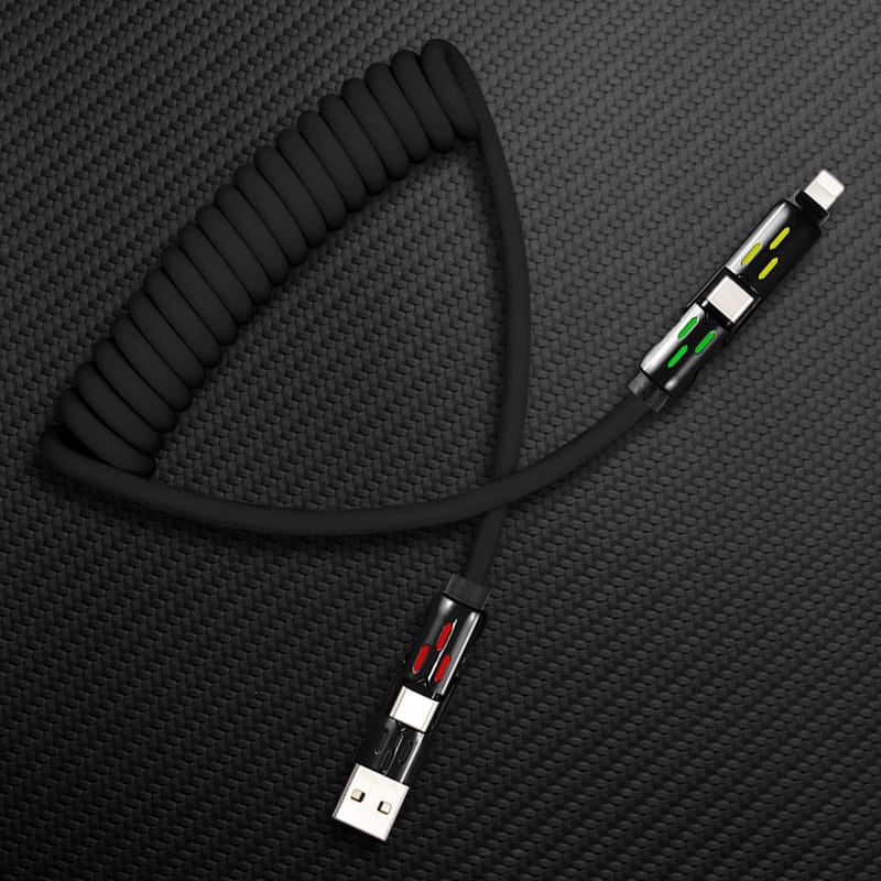 "GlowCharge Pro" 240W 4-in-1 Spring Car Cable with Lights - Image 17