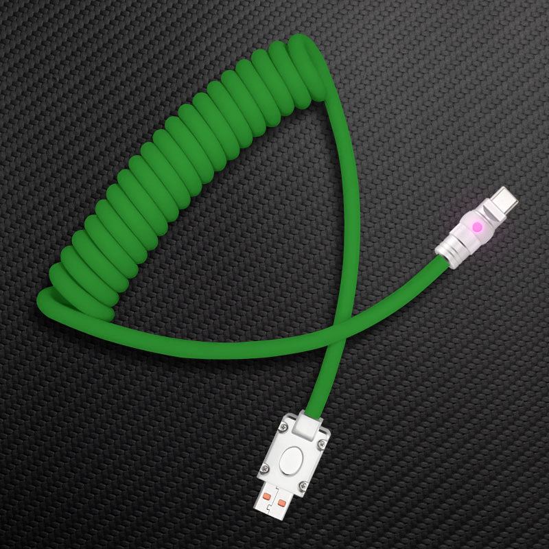 "Curly Chubby" 240W Coiled Silicone Neon Fast Charging Cable - Image 25