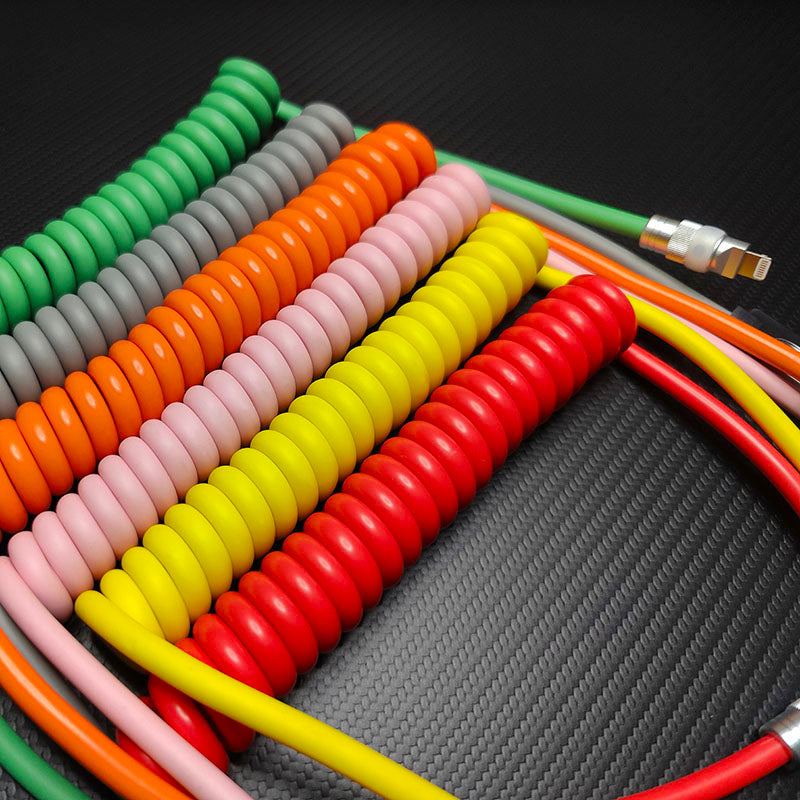 "Curly Chubby" 240W Coiled Silicone Neon Fast Charging Cable - Image 4