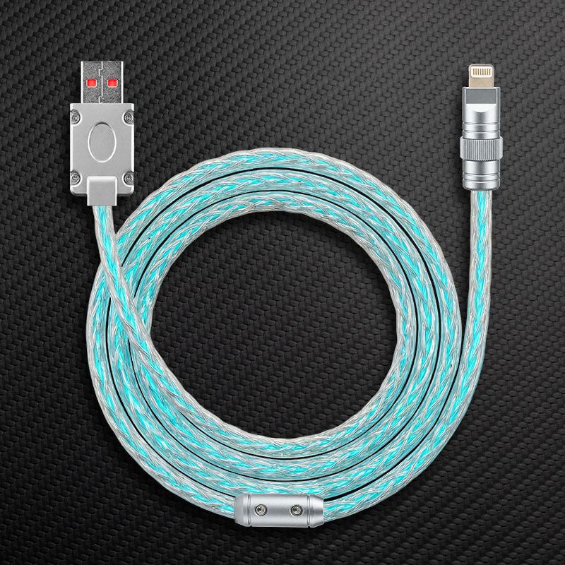 "Neon Chubby" RGB Illuminated Silver-Plated Fast Charging CarPlay Cable - Image 11