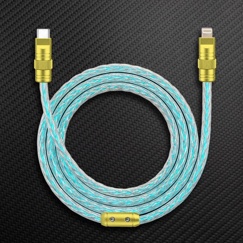 "Neon Chubby" RGB Illuminated Silver-Plated Fast Charging CarPlay Cable - Image 9