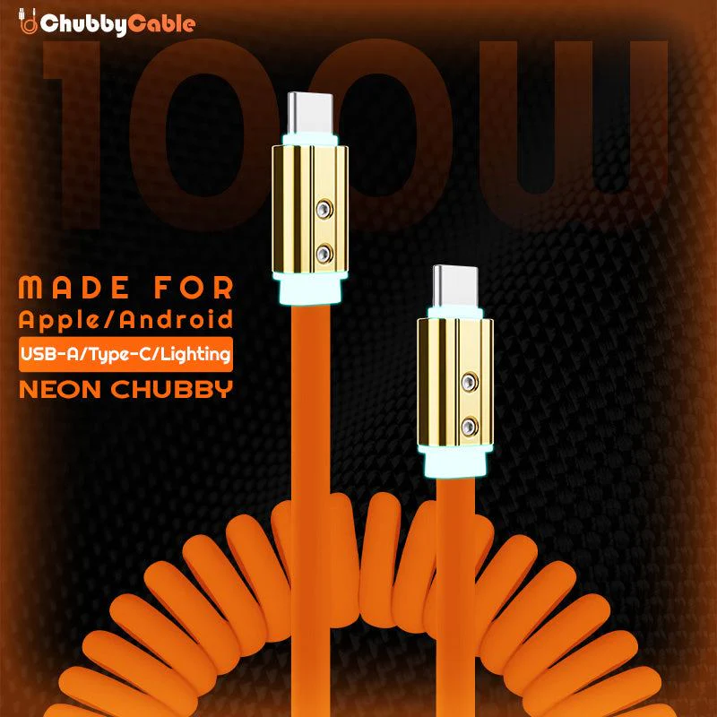 "Curly Chubby" Coiled Silicone Gold-Plated Fast Charging Cable