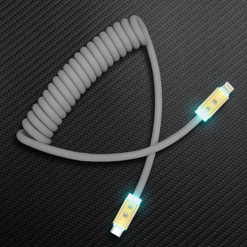 "Curly Chubby" Coiled Silicone Gold-Plated Fast Charging Cable - Image 34