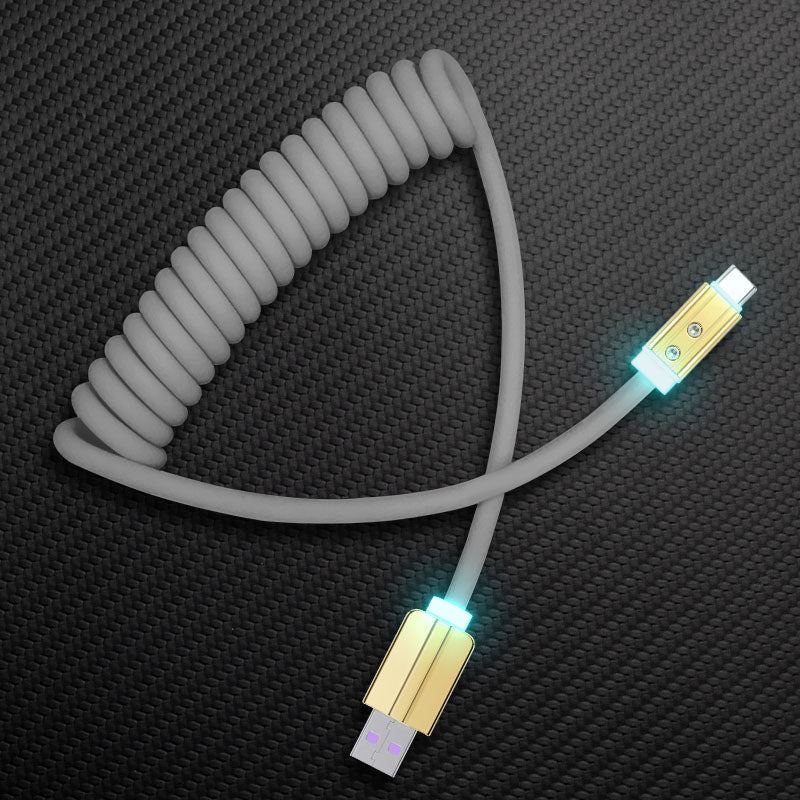 "Curly Chubby" Coiled Silicone Gold-Plated Fast Charging Cable - Image 35